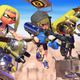 A Splatoon 3 screenshot showing a team of four Squidmates preparing for turf war.